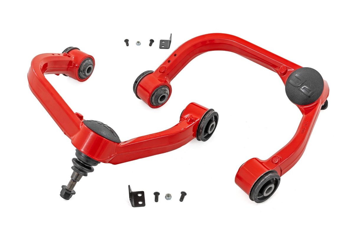 Ford F-150 Suspension Lift Kit - Rough Country - Forged Upper Control Arms - Red - '21-'25